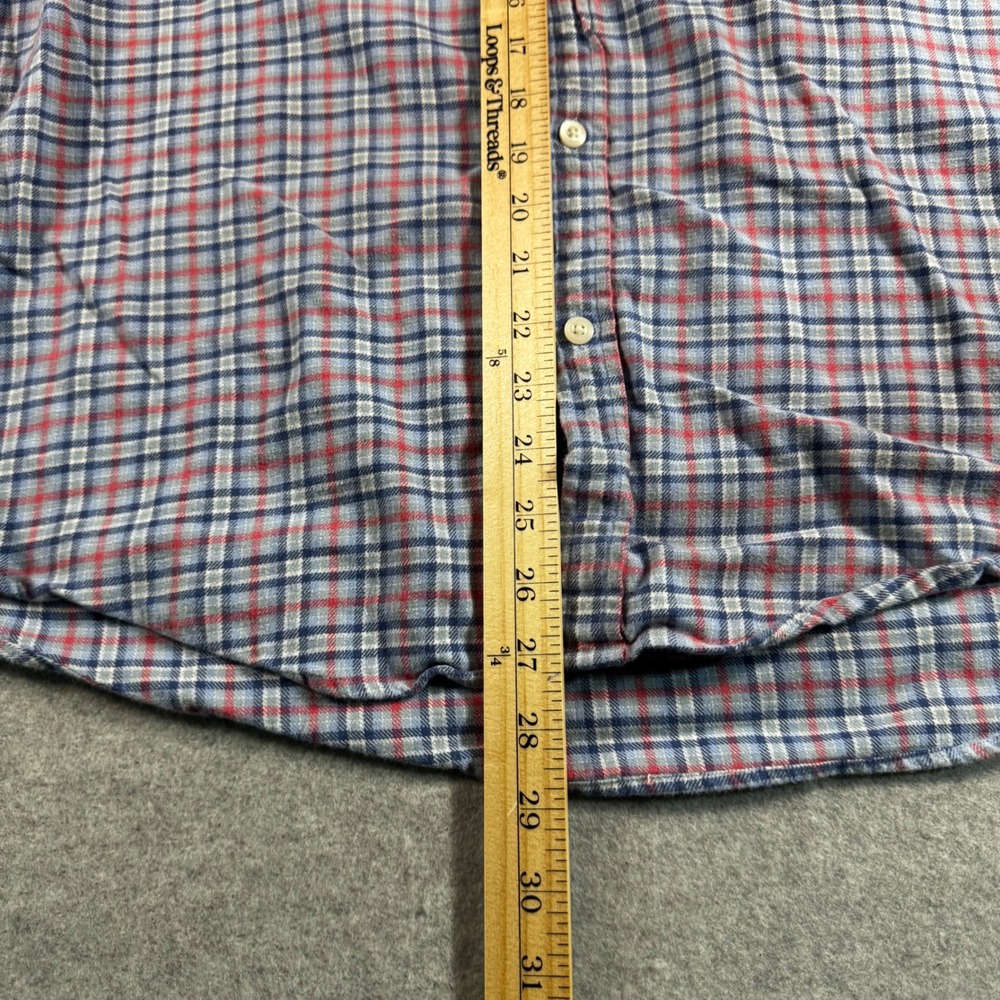 Vineyard Vines Tucker Shirt Mens Large Blue Red Plaid Slim Fit Cotton Stretch - Picture 5 of 7